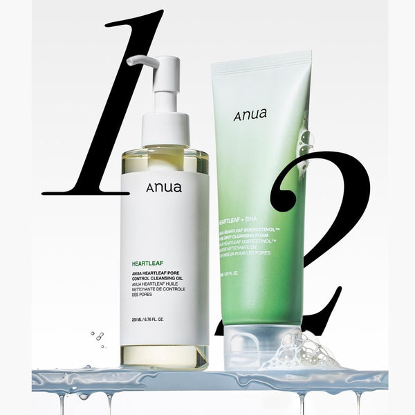 CLEANSING SET - Heartleaf Pore Control Cleansing Oil 200ML Huile nettoyante & Pore Deep Cleansing Foam 150ML Mousse nettoyante
